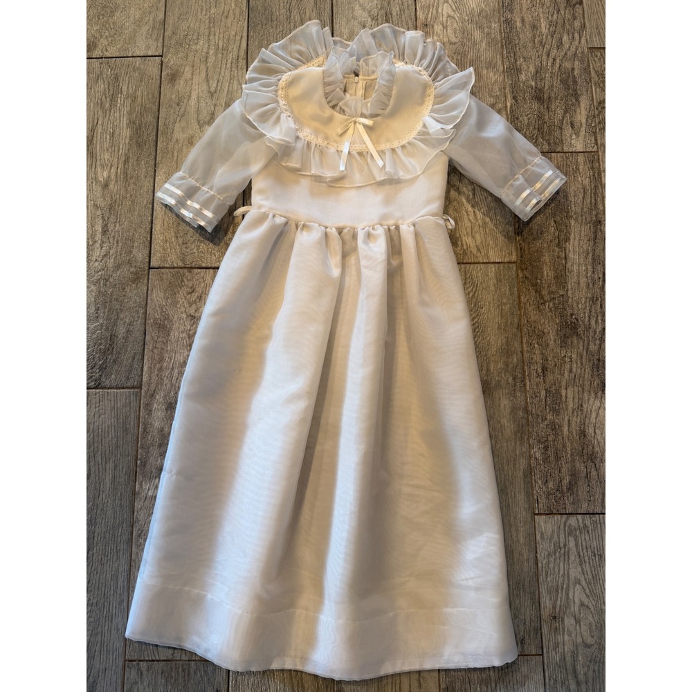 Merry Girl Party Dress Size 7 Ruffled Lace Sheer Communion‎ Girls USA Vintage